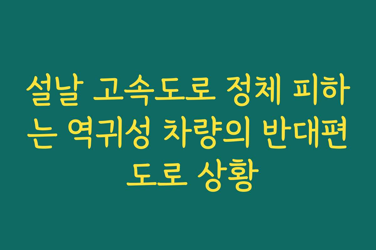 설날 고속도로 정체 피하는 역귀성 차량의 반대편 도로 상황