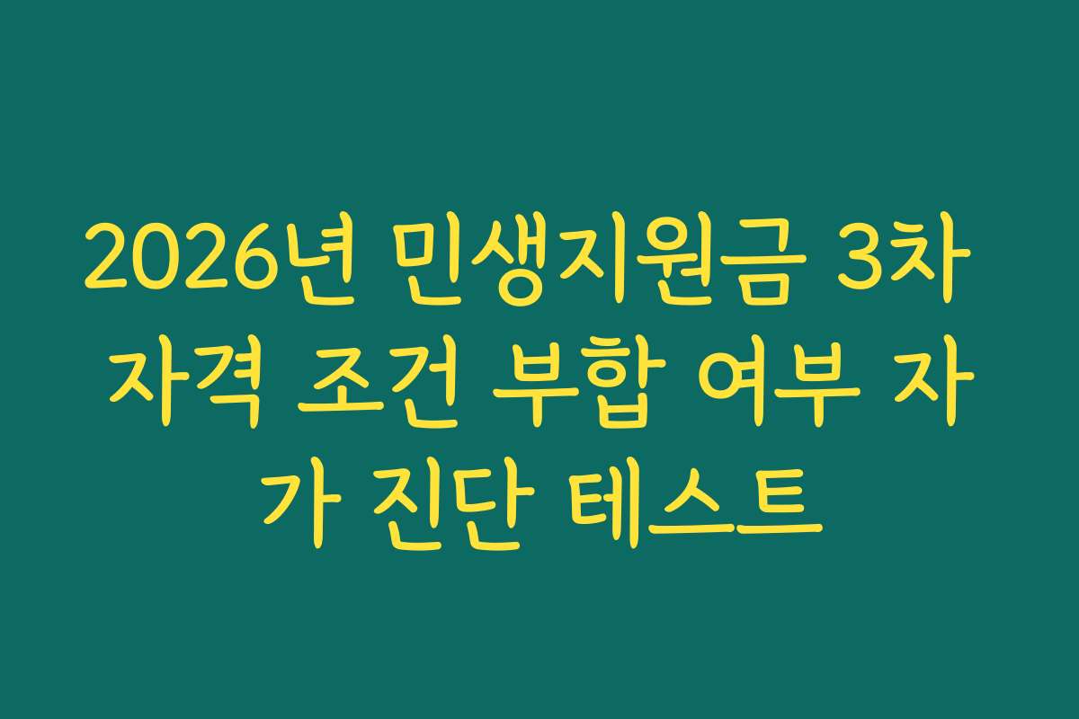 2026년 민생지원금 3차 자격 조건 부합 여부 자가 진단 테스트