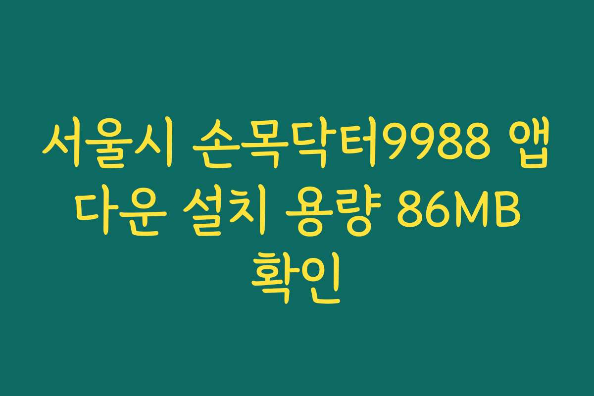 서울시 손목닥터9988 앱 다운 설치 용량 86MB 확인