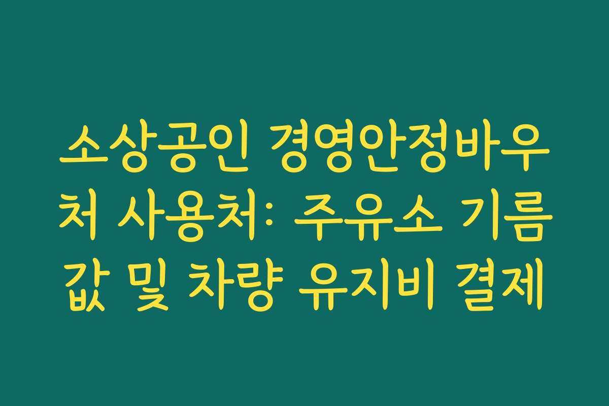 소상공인 경영안정바우처 사용처: 주유소 기름값 및 차량 유지비 결제