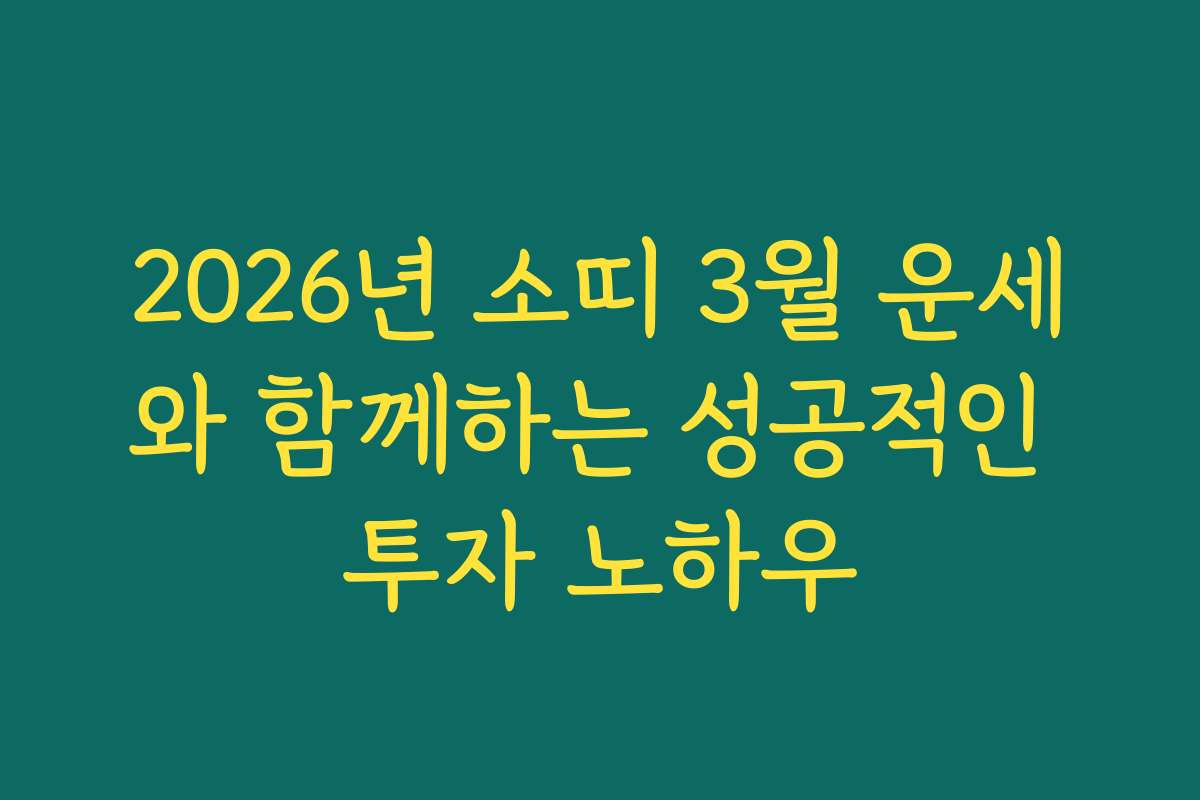 2026년 소띠 3월 운세와 함께하는 성공적인 투자 노하우 2026년 소띠 3월 운세와 함께하는 성공적인 투자 노하우