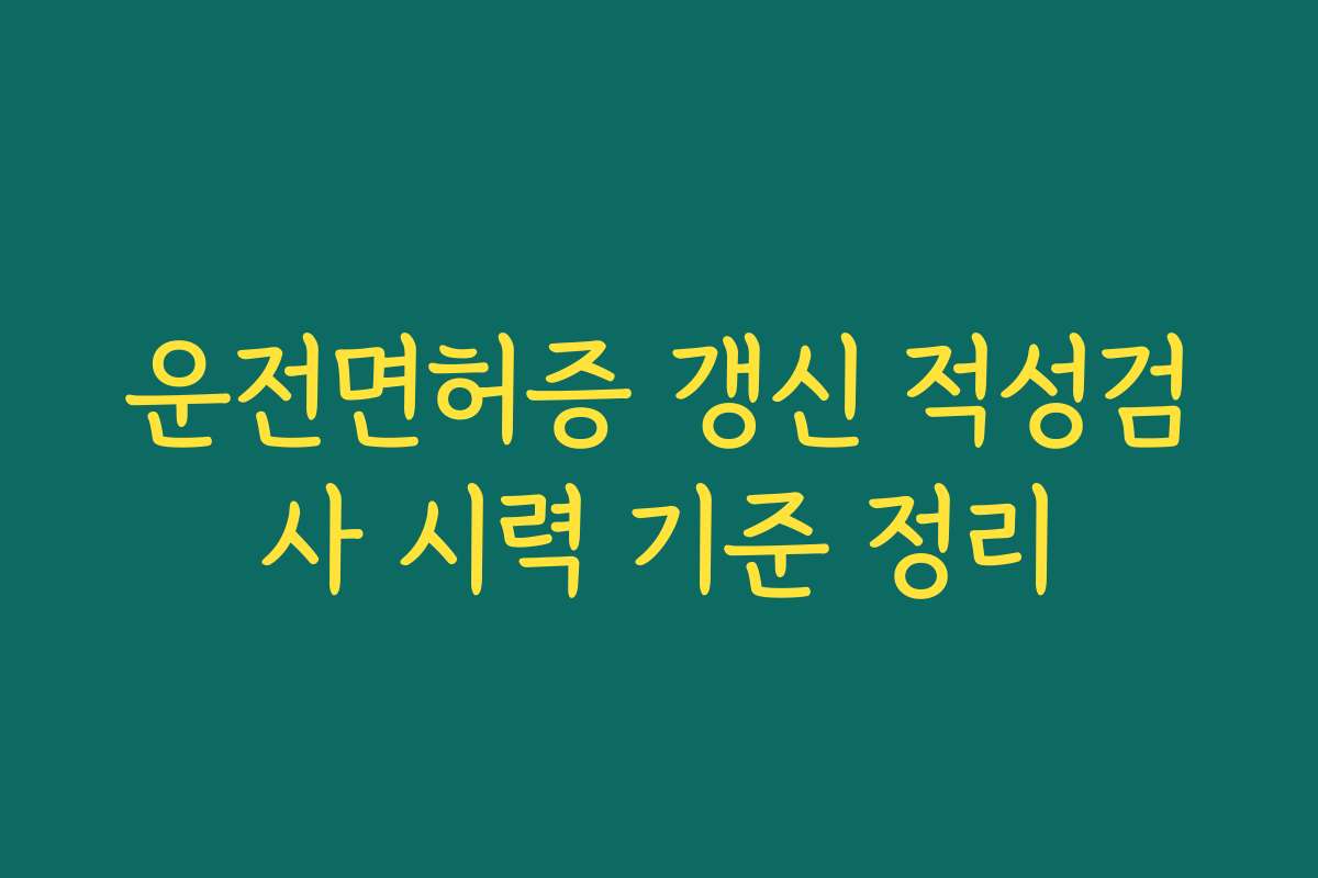 운전면허증 갱신 적성검사 시력 기준 정리