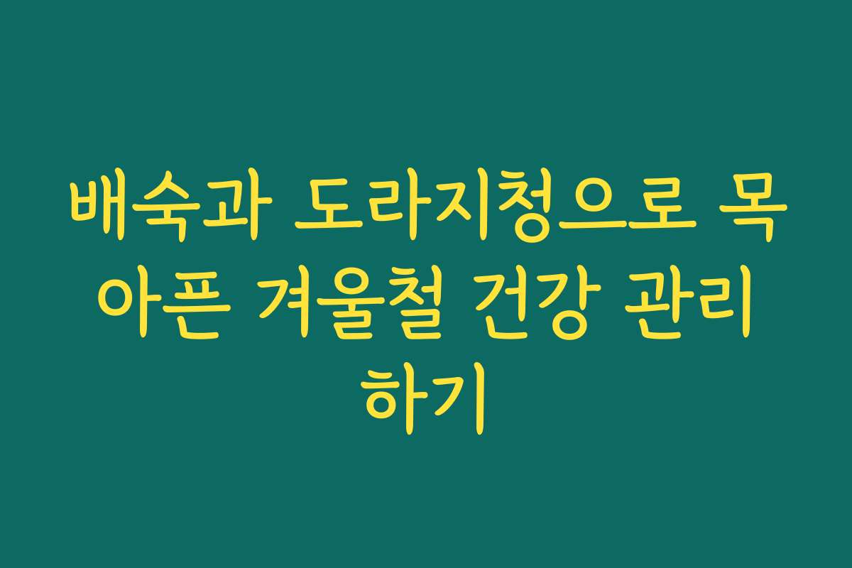배숙과 도라지청으로 목 아픈 겨울철 건강 관리 하기