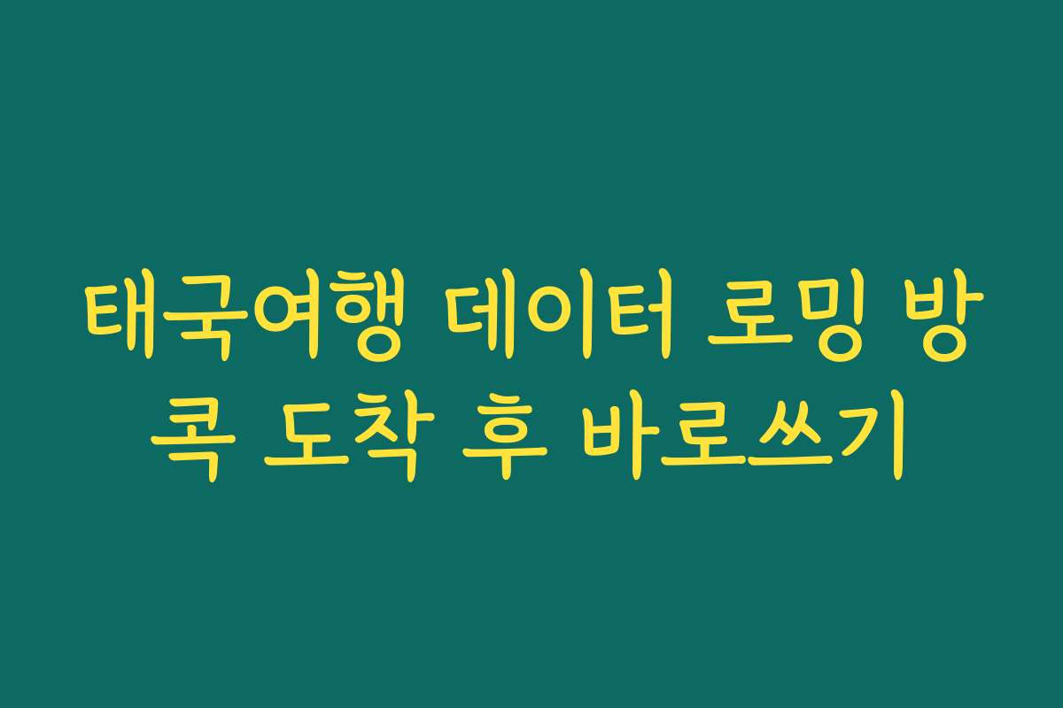 태국여행 데이터 로밍 방콕 도착 후 바로쓰기
