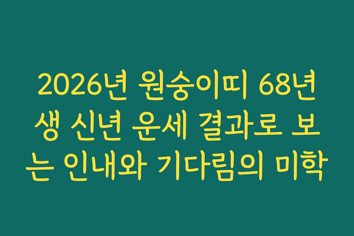 2026년 원숭이띠 68년생 신년 운세 결과로 보는 인내와 기다림의 미학 2026년 원숭이띠 68년생 신년 운세 결과로 보는 인내와 기다림의 미학