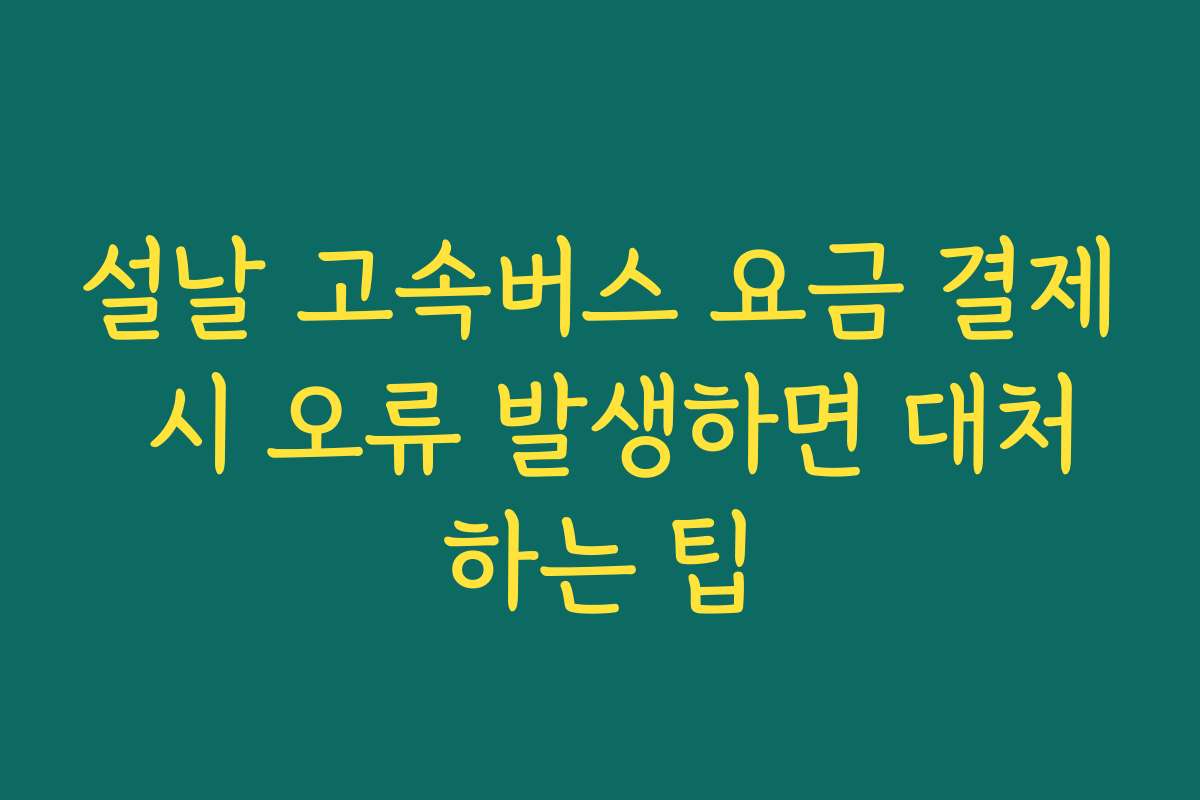 설날 고속버스 요금 결제 시 오류 발생하면 대처하는 팁