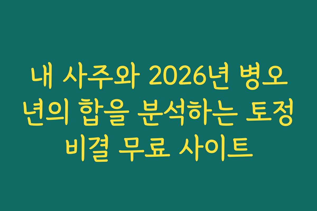 내 사주와 2026년 병오년의 합을 분석하는 토정비결 무료 사이트