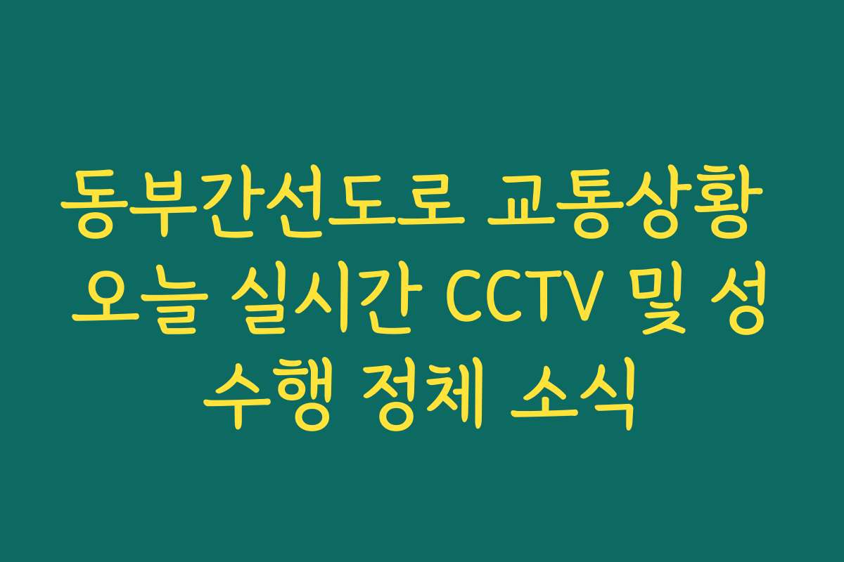 동부간선도로 교통상황 오늘 실시간 CCTV 및 성수행 정체 소식
