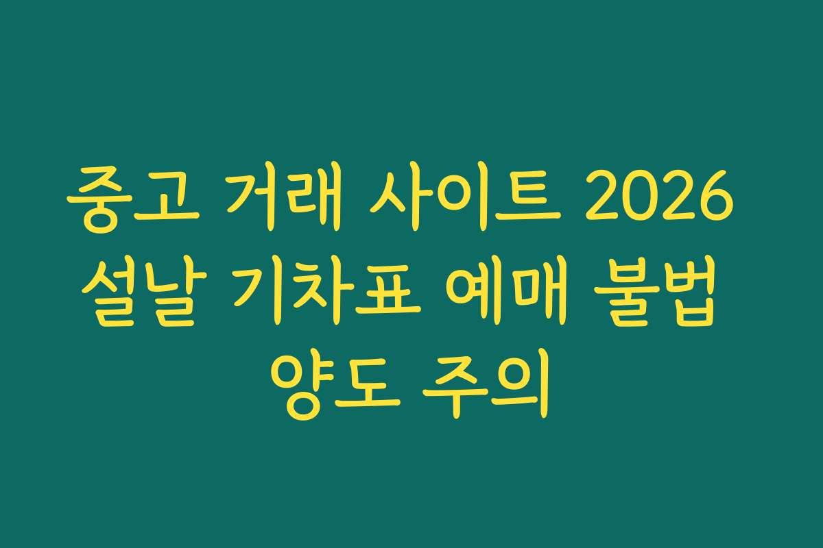 중고 거래 사이트 2026 설날 기차표 예매 불법 양도 주의