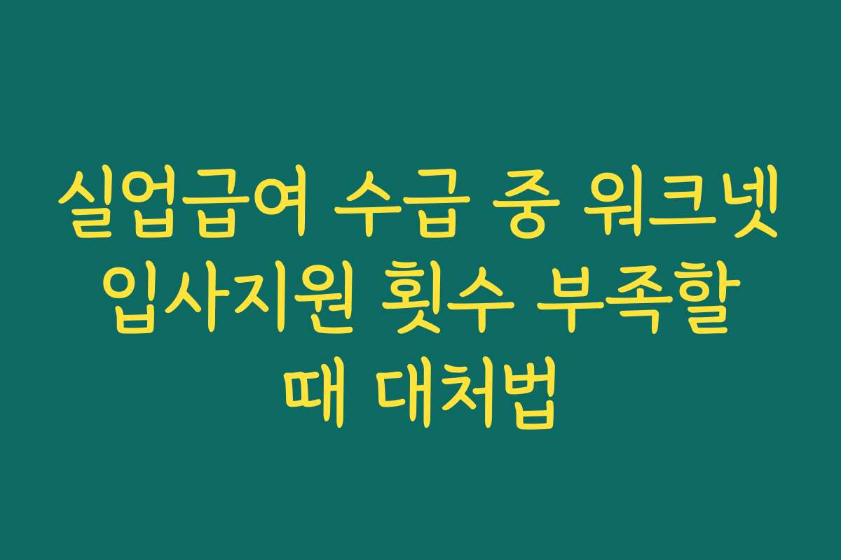 실업급여 수급 중 워크넷 입사지원 횟수 부족할 때 대처법