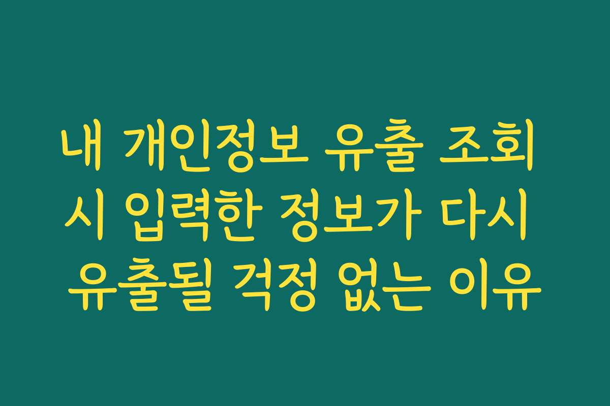 내 개인정보 유출 조회 시 입력한 정보가 다시 유출될 걱정 없는 이유