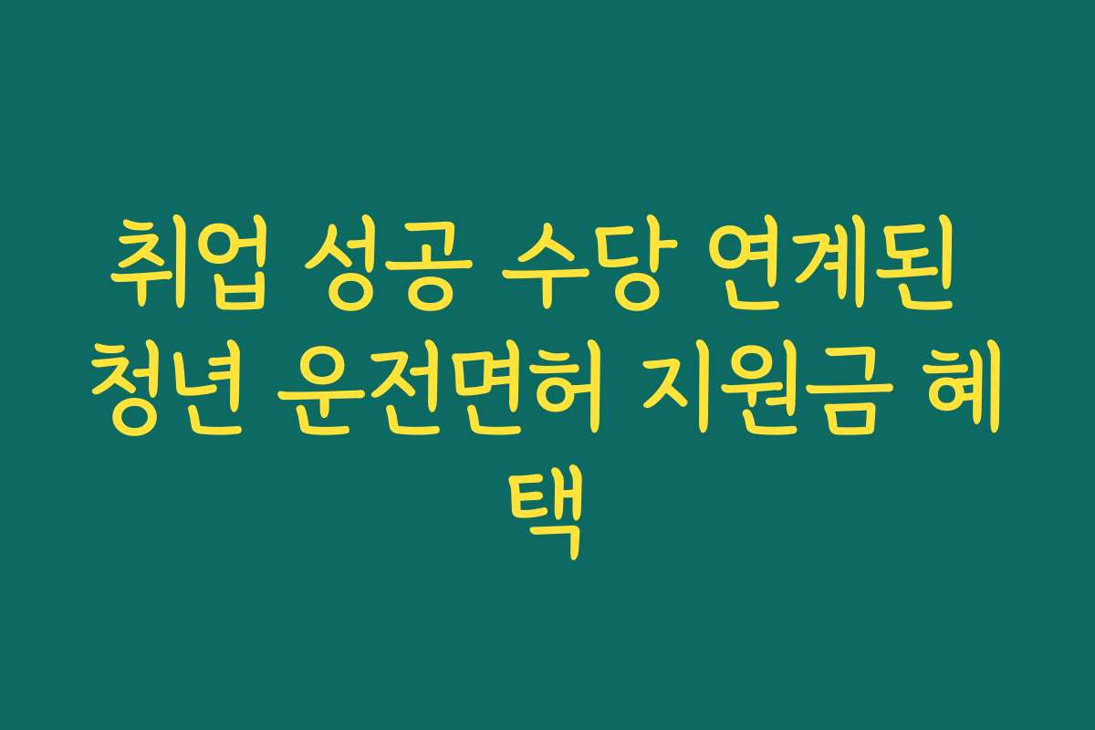 취업 성공 수당 연계된 청년 운전면허 지원금 혜택 취업 성공 수당 연계된 청년 운전면허 지원금 혜택