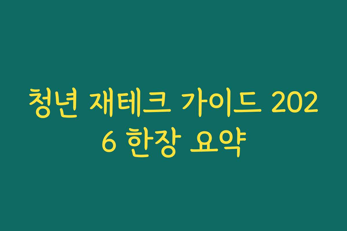 청년 재테크 가이드 2026 한장 요약