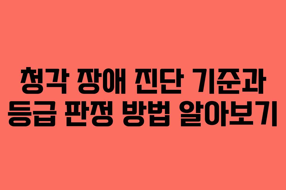 청각 장애 진단 기준과 등급 판정 방법 알아보기 청각 장애 진단 기준과 등급 판정 방법 알아보기