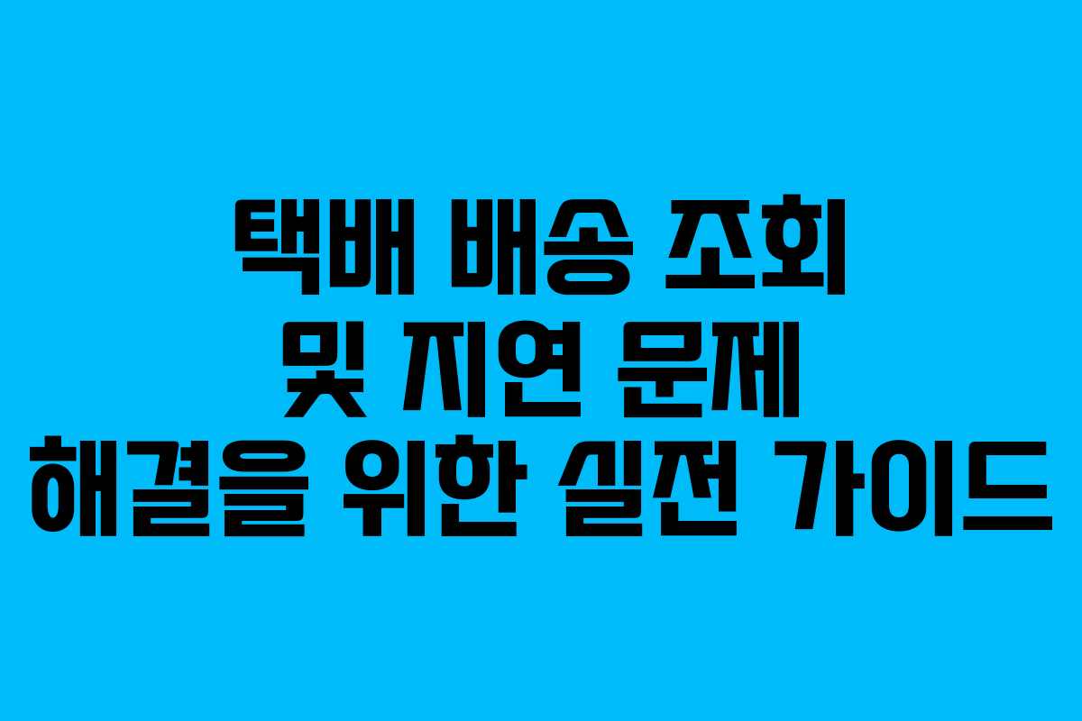 택배 배송 조회 및 지연 문제 해결을 위한 실전 가이드