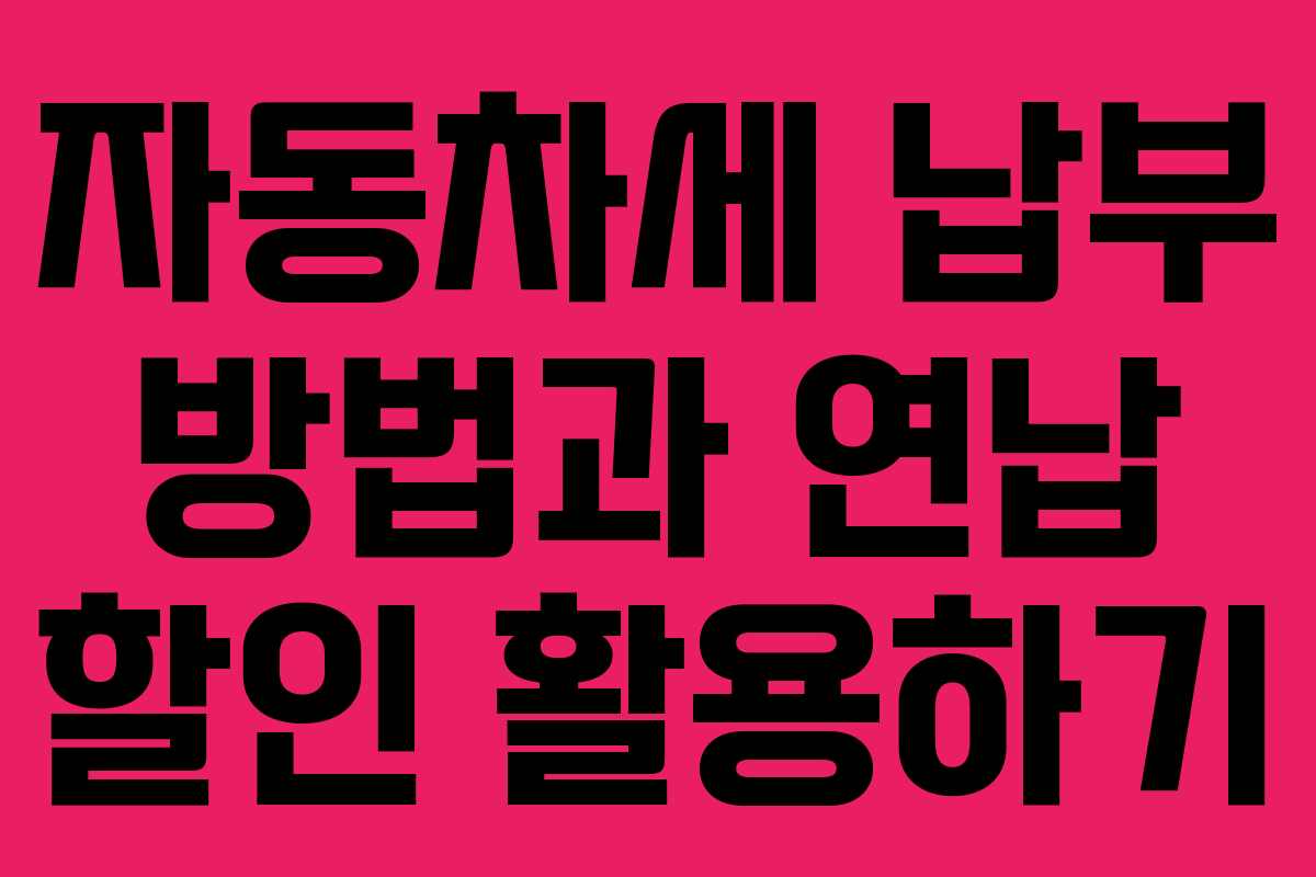 자동차세 납부 방법과 연납 할인 활용하기
