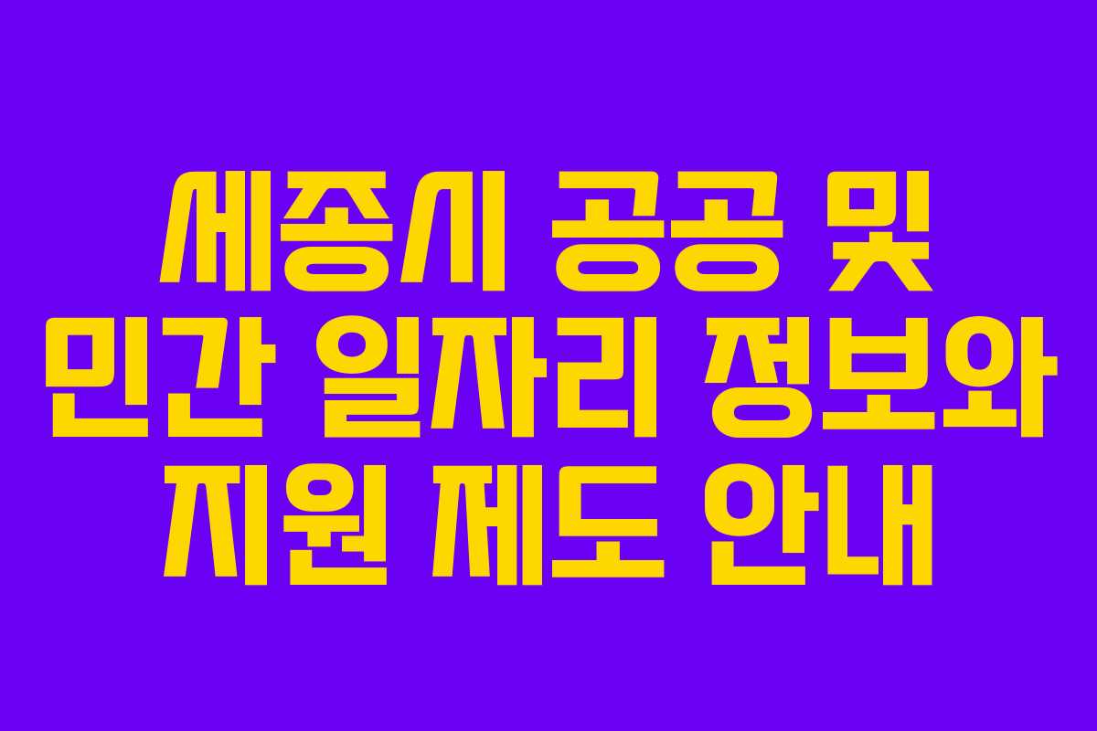 세종시 공공 및 민간 일자리 정보와 지원 제도 안내