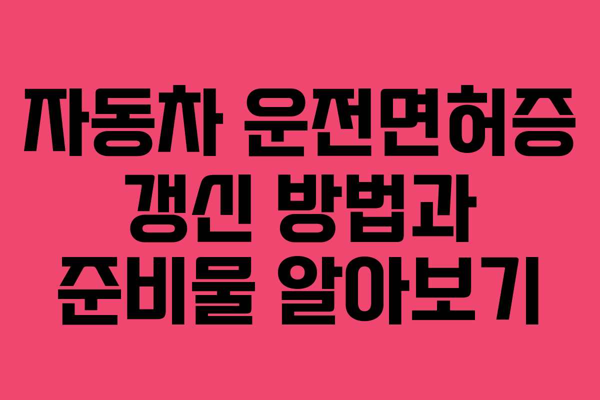 자동차 운전면허증 갱신 방법과 준비물 알아보기