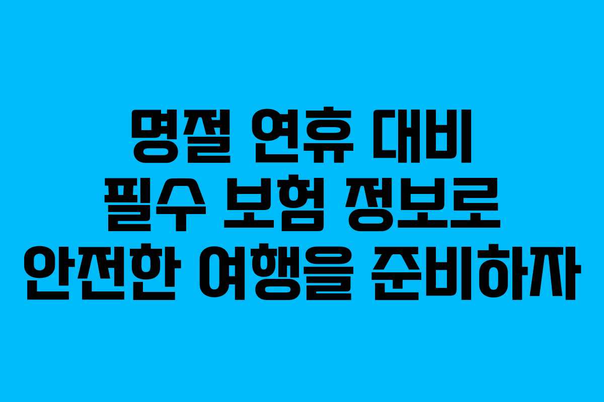 명절 연휴 대비 필수 보험 정보로 안전한 여행을 준비하자