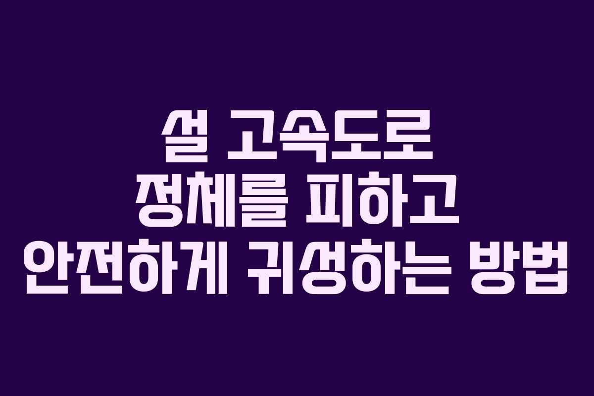 설 고속도로 정체를 피하고 안전하게 귀성하는 방법