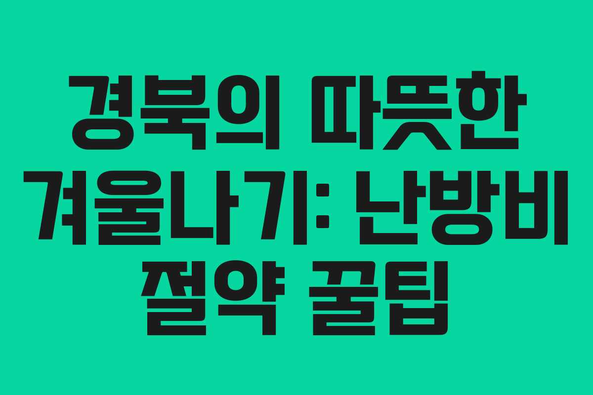 경북의 따뜻한 겨울나기: 난방비 절약 꿀팁 경북의 따뜻한 겨울나기: 난방비 절약 꿀팁