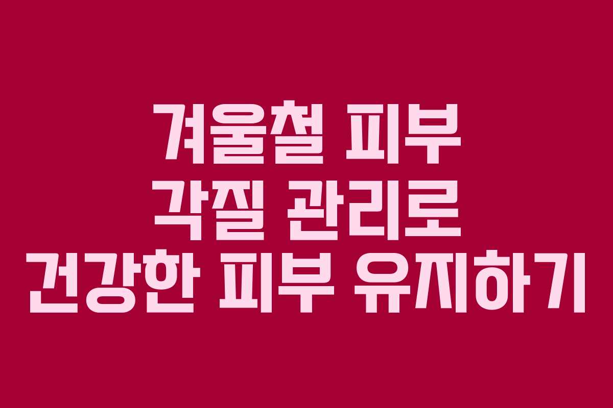 겨울철 피부 각질 관리로 건강한 피부 유지하기 겨울철 피부 각질 관리로 건강한 피부 유지하기