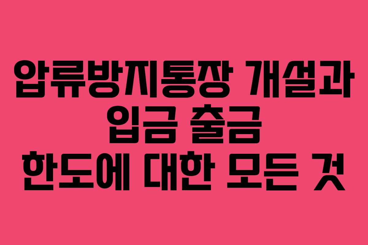 압류방지통장 개설과 입금 출금 한도에 대한 모든 것 압류방지통장 개설과 입금 출금 한도에 대한 모든 것