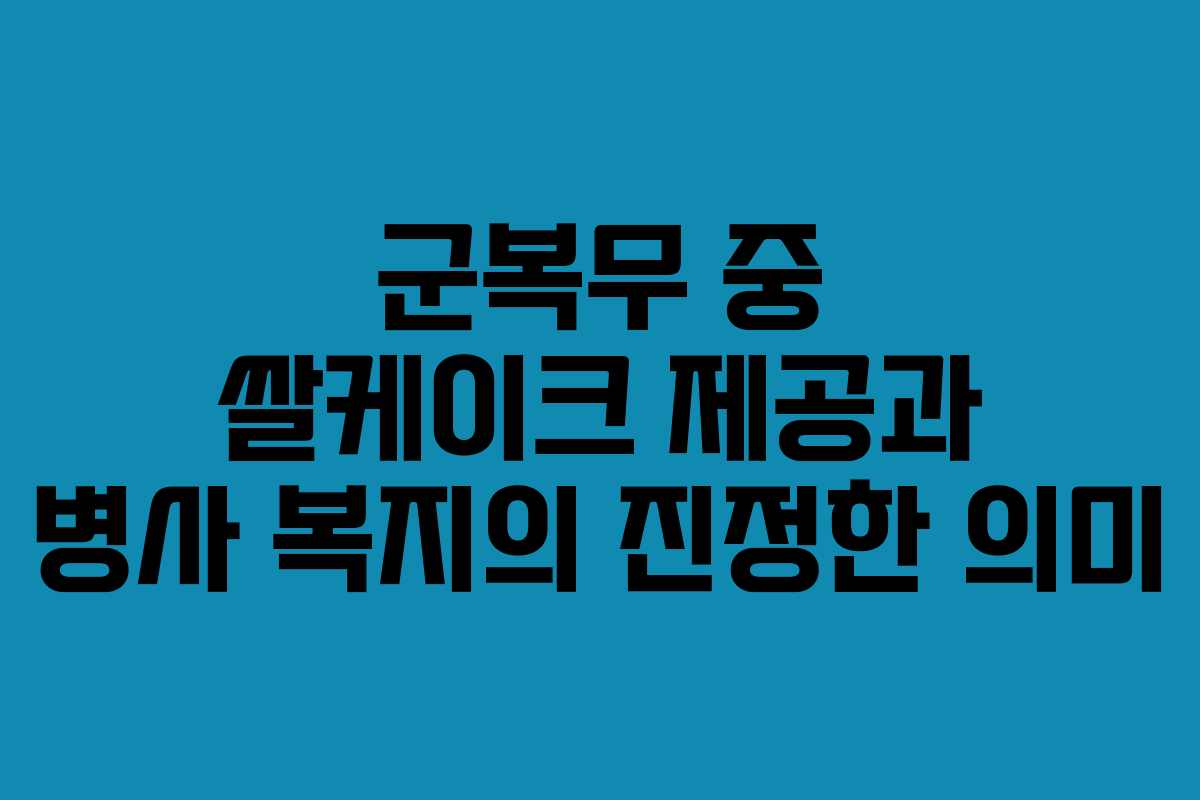 군복무 중 쌀케이크 제공과 병사 복지의 진정한 의미