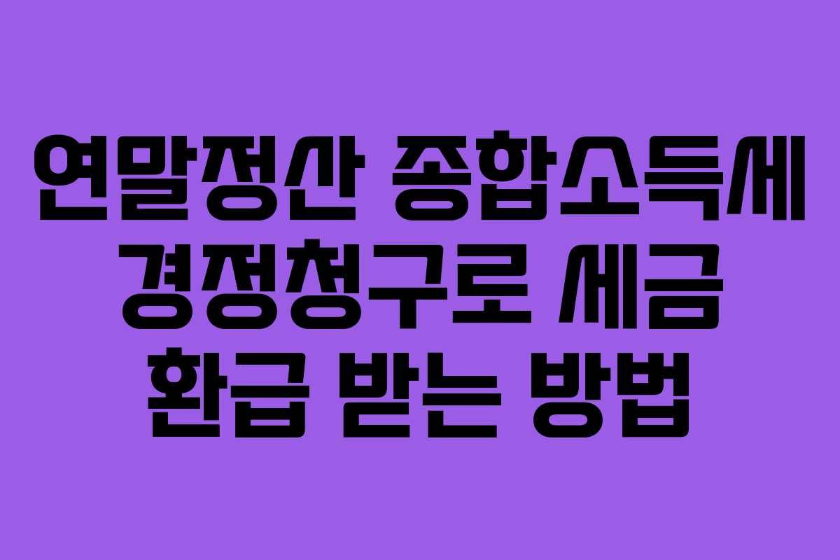 연말정산 종합소득세 경정청구로 세금 환급 받는 방법
