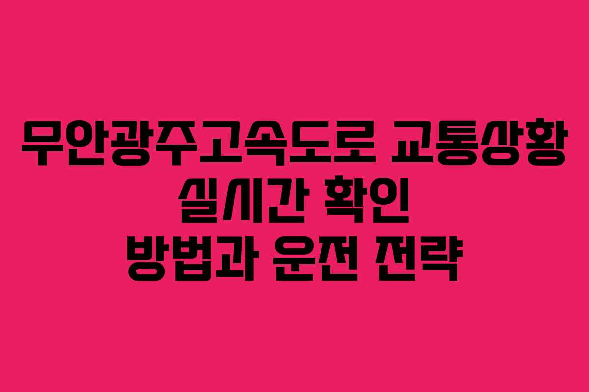 무안광주고속도로 교통상황 실시간 확인 방법과 운전 전략