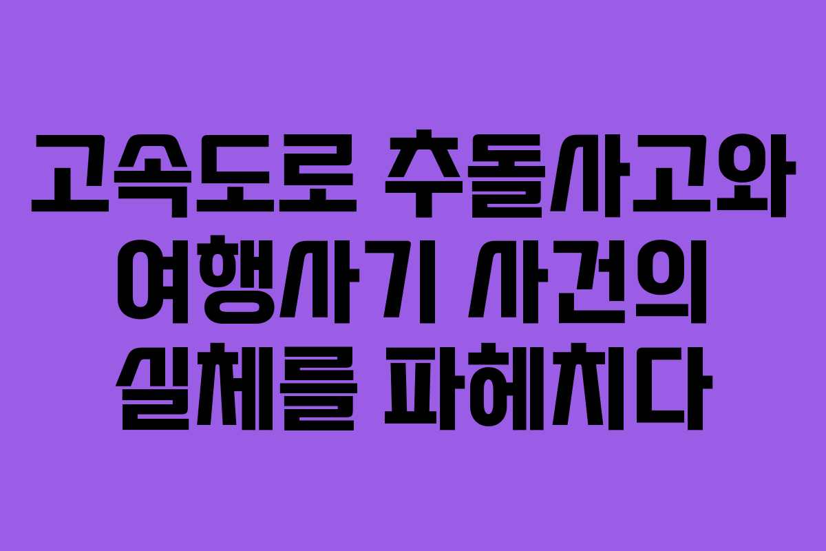고속도로 추돌사고와 여행사기 사건의 실체를 파헤치다
