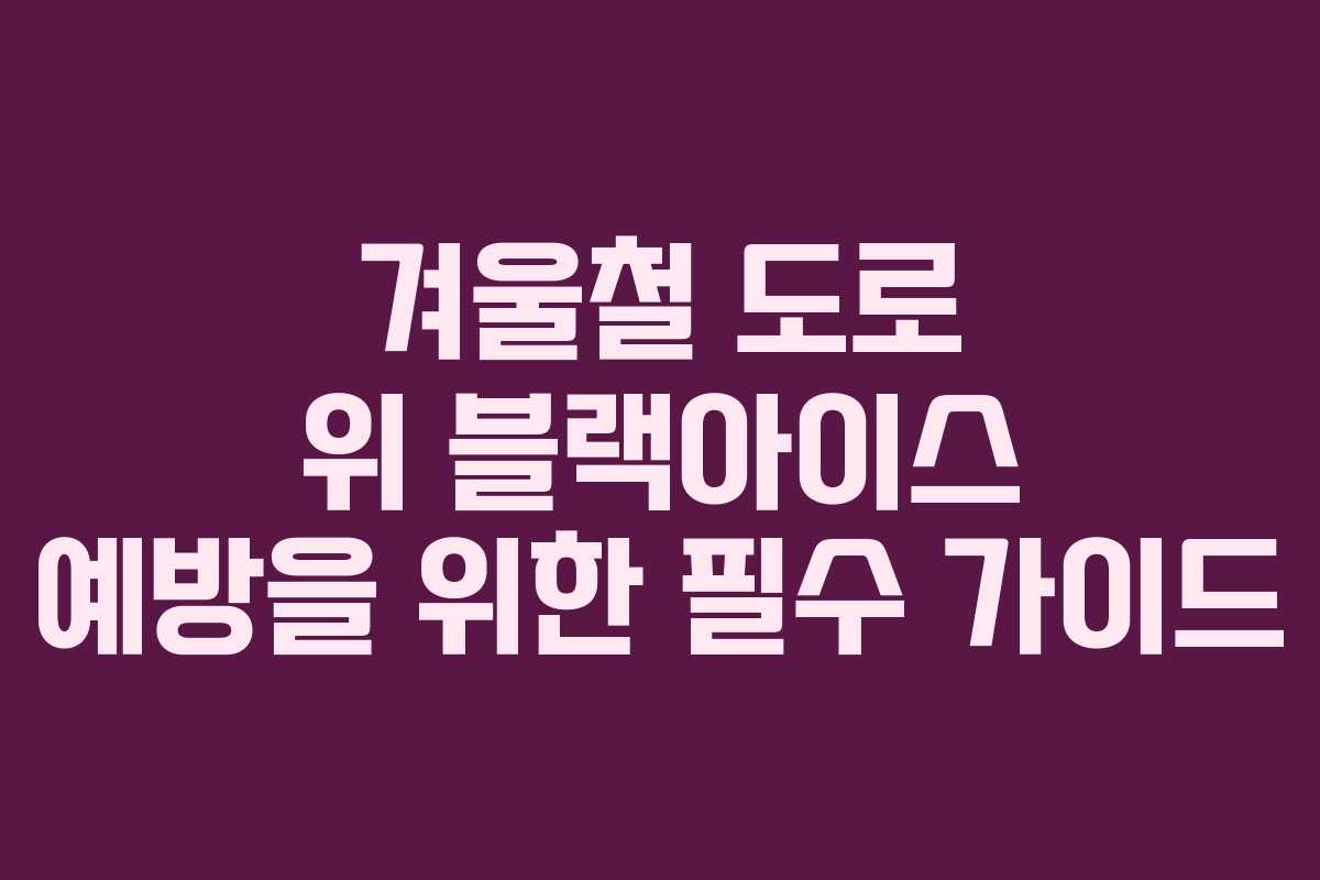 겨울철 도로 위 블랙아이스 예방을 위한 필수 가이드