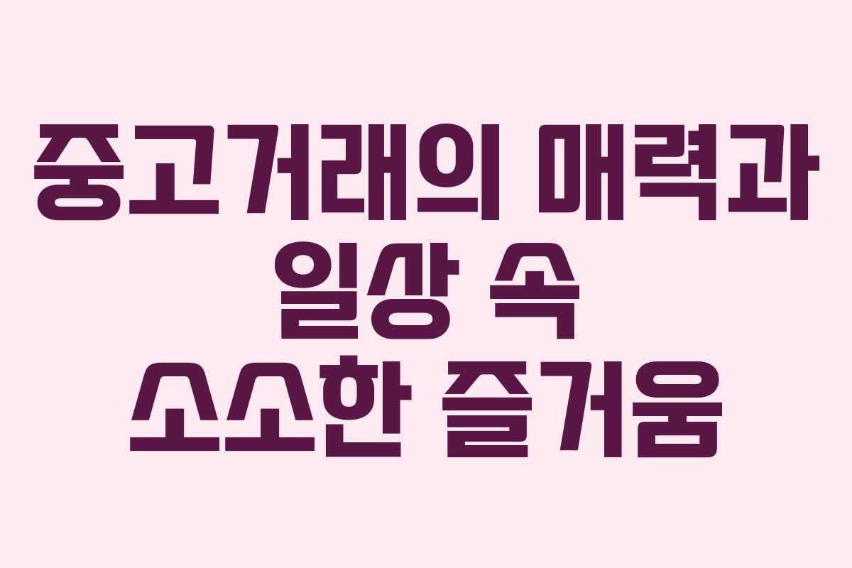 중고거래의 매력과 일상 속 소소한 즐거움