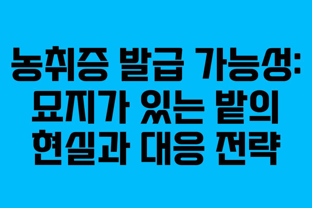 농취증 발급 가능성: 묘지가 있는 밭의 현실과 대응 전략