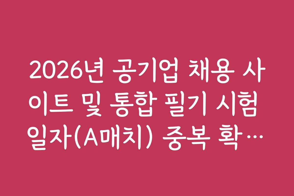 2026년 공기업 채용 사이트 및 통합 필기 시험 일자(A매치) 중복 확인법