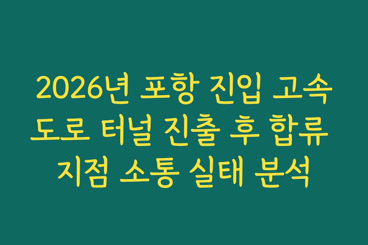 2026년 포항 진입 고속도로 터널 진출 후 합류 지점 소통 실태 분석