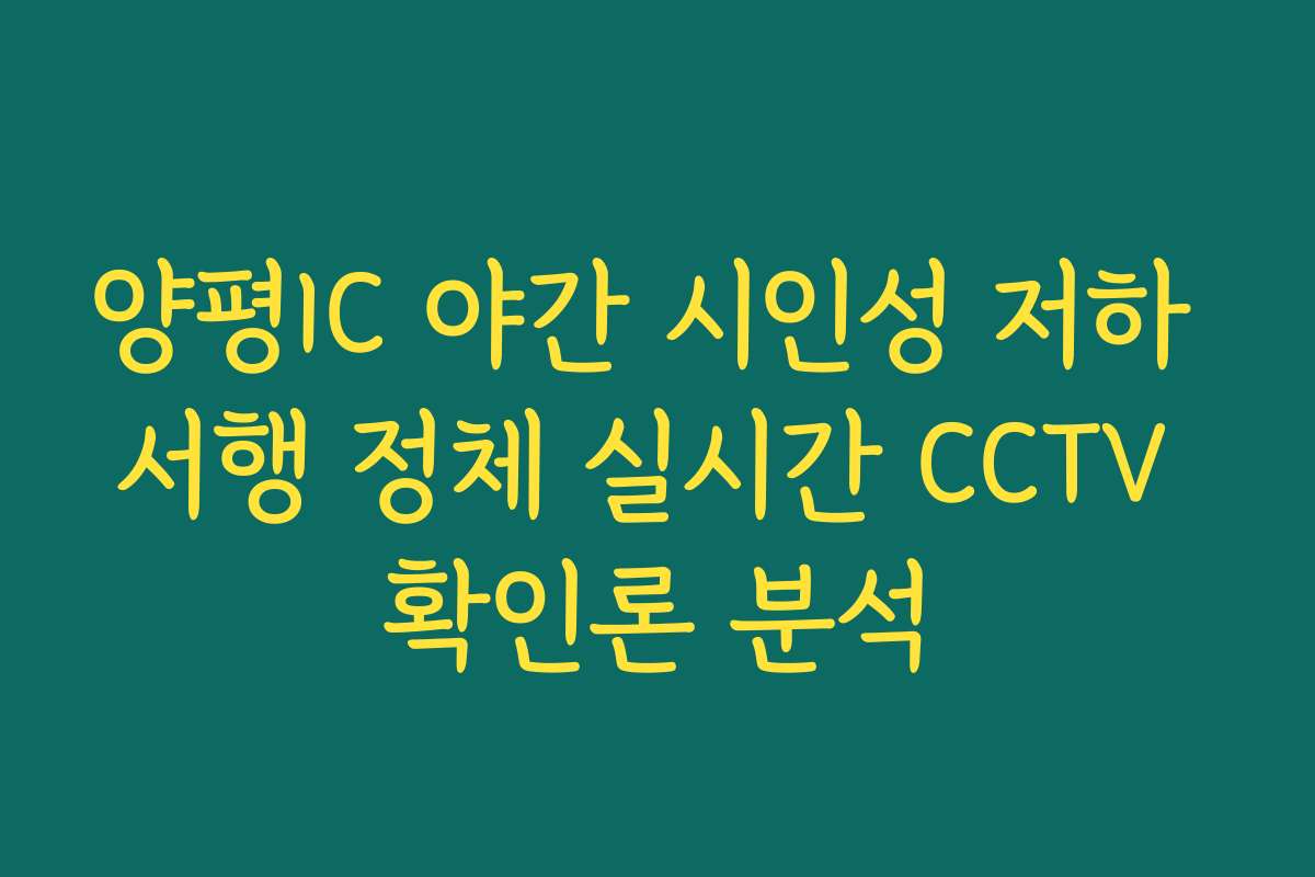 양평IC 야간 시인성 저하 서행 정체 실시간 CCTV 확인론 분석