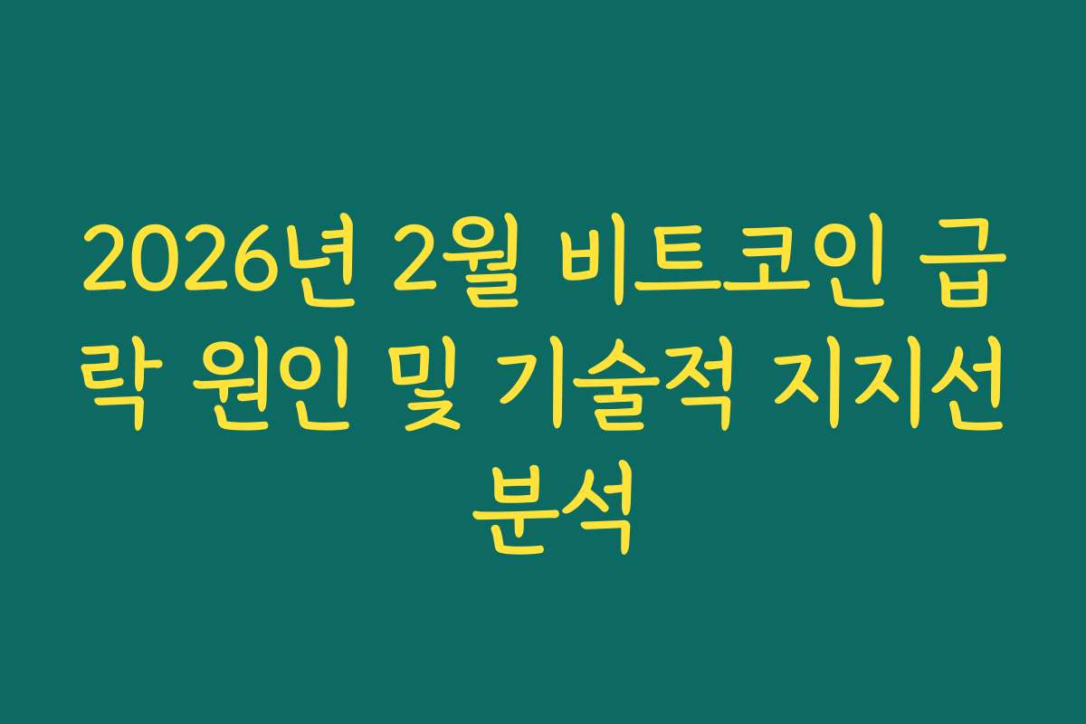 2026년 2월 비트코인 급락 원인 및 기술적 지지선 분석