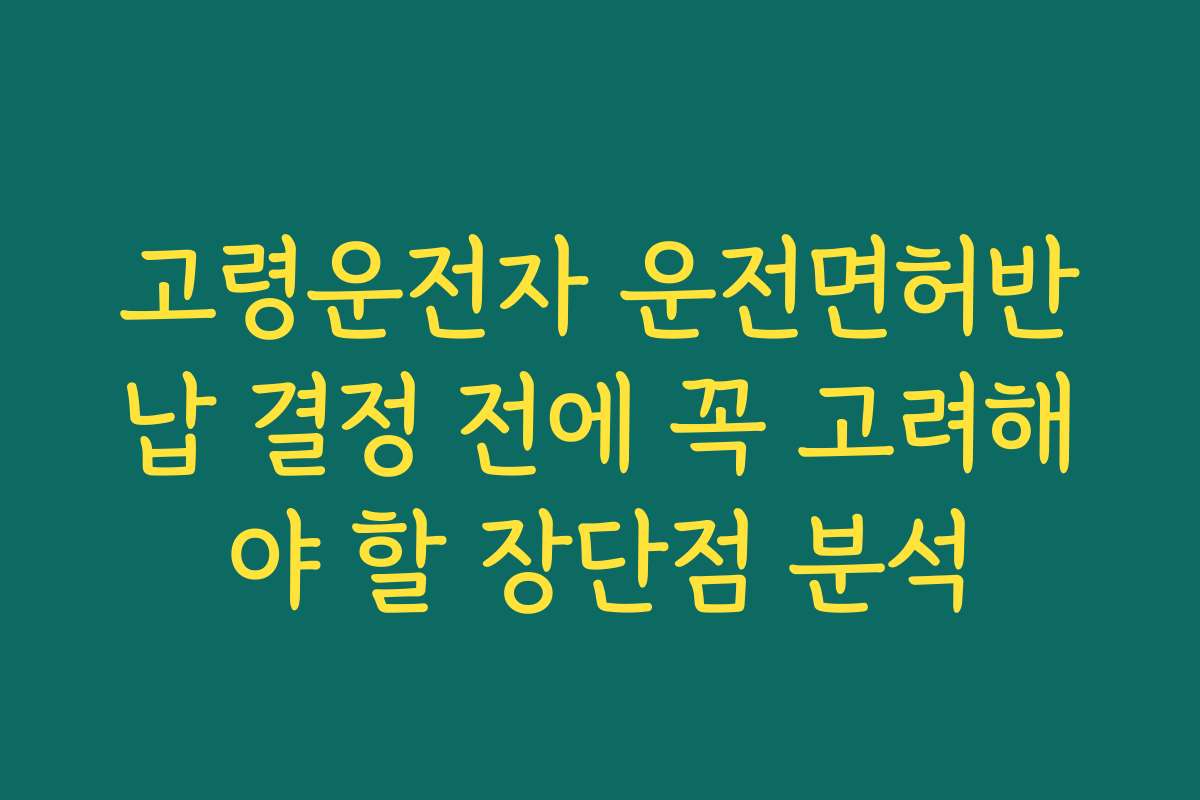 고령운전자 운전면허반납 결정 전에 꼭 고려해야 할 장단점 분석