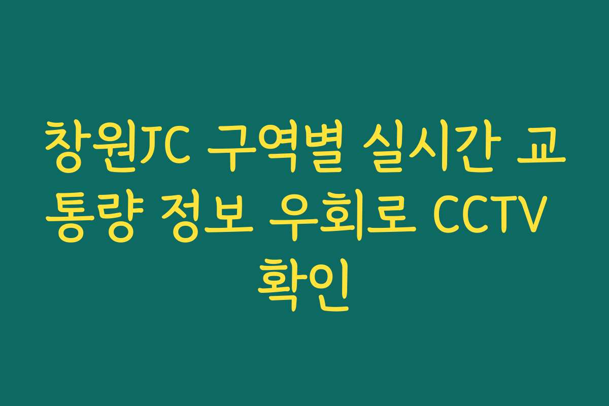 창원JC 구역별 실시간 교통량 정보 우회로 CCTV 확인