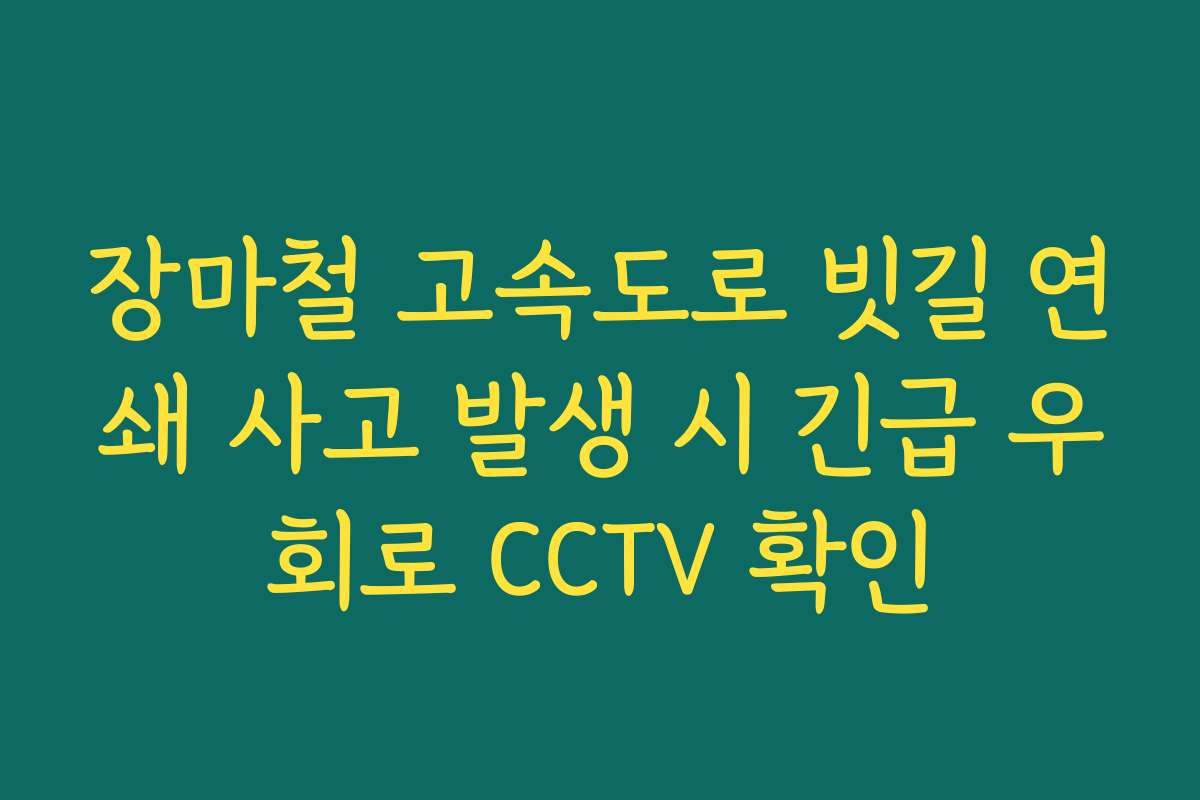 장마철 고속도로 빗길 연쇄 사고 발생 시 긴급 우회로 CCTV 확인 장마철 고속도로 빗길 연쇄 사고 발생 시 긴급 우회로 CCTV 확인