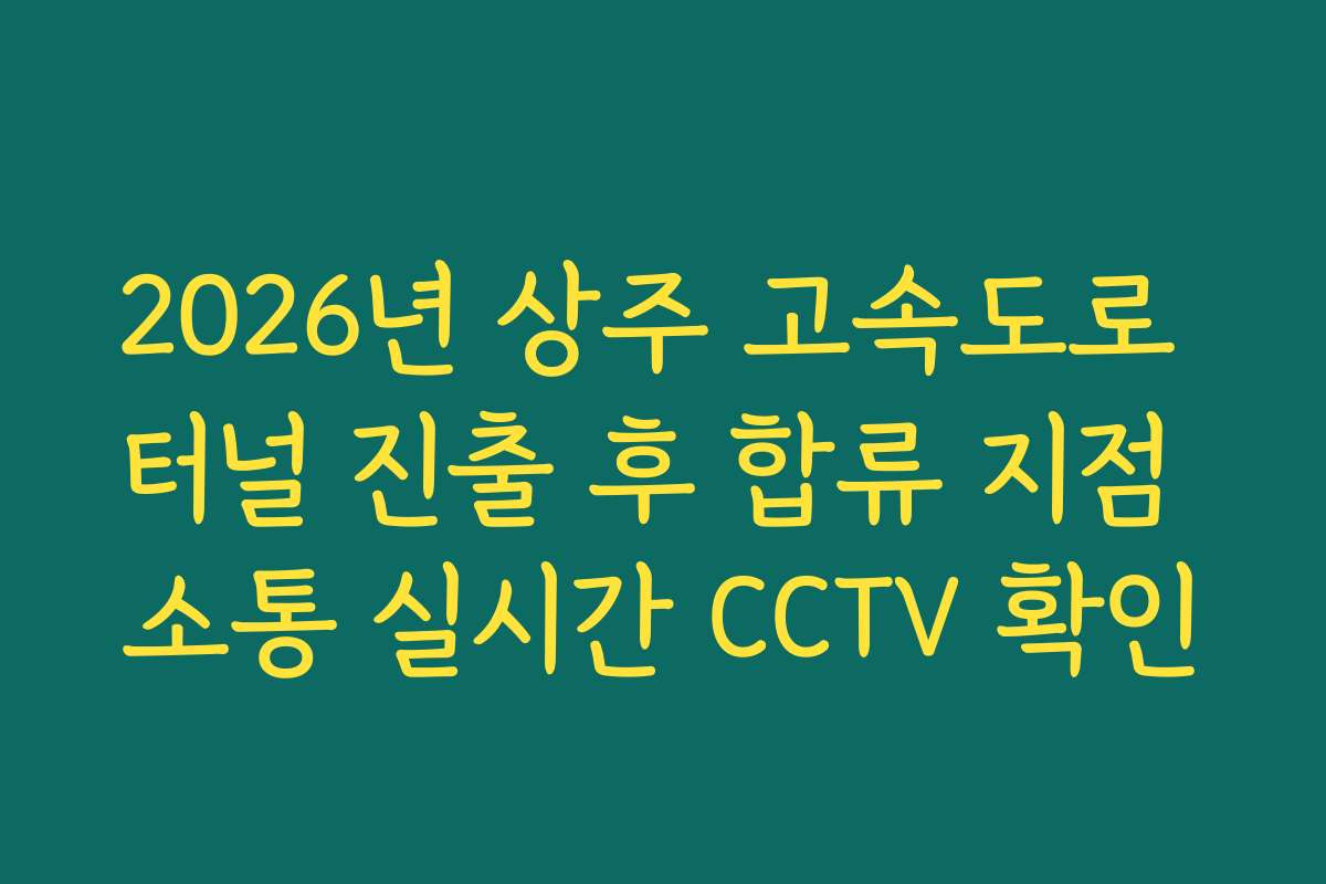 2026년 상주 고속도로 터널 진출 후 합류 지점 소통 실시간 CCTV 확인 2026년 상주 고속도로 터널 진출 후 합류 지점 소통 실시간 CCTV 확인