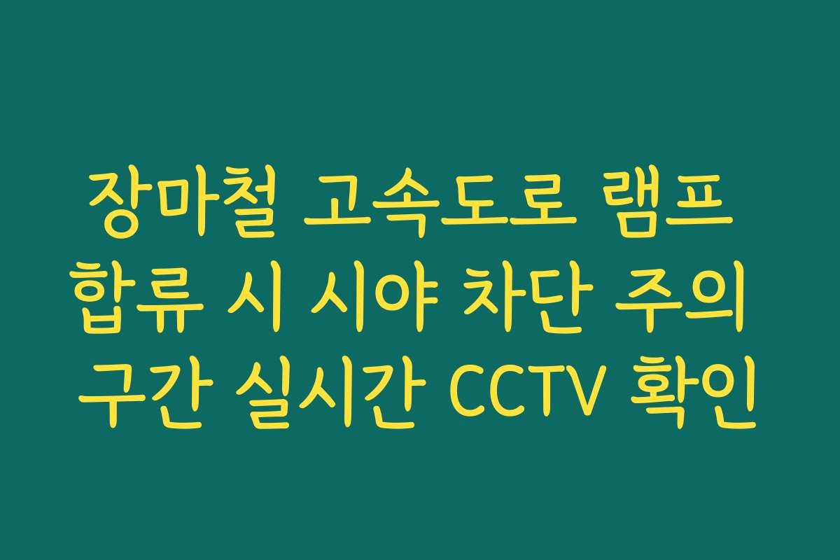 장마철 고속도로 램프 합류 시 시야 차단 주의 구간 실시간 CCTV 확인 장마철 고속도로 램프 합류 시 시야 차단 주의 구간 실시간 CCTV 확인