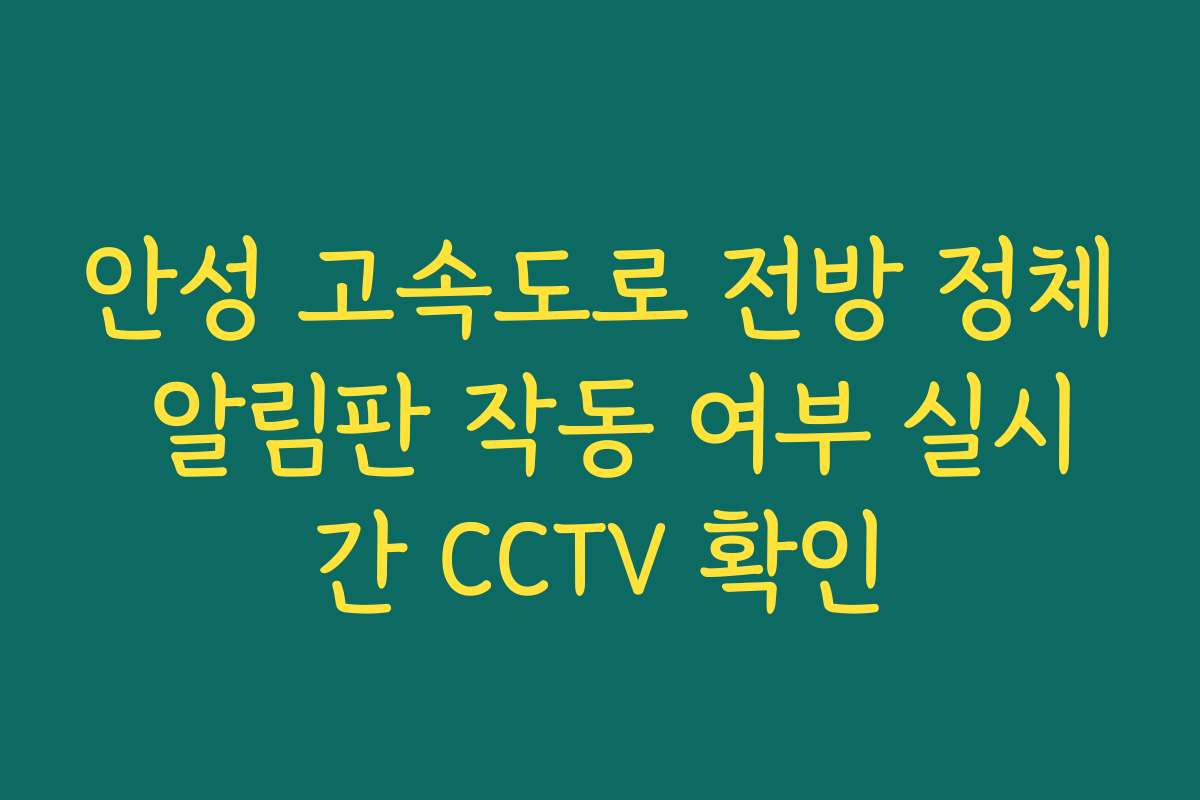 안성 고속도로 전방 정체 알림판 작동 여부 실시간 CCTV 확인