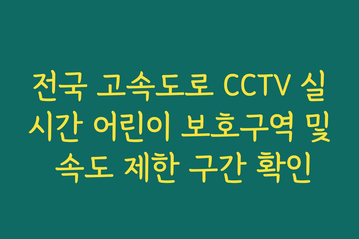 전국 고속도로 CCTV 실시간 어린이 보호구역 및 속도 제한 구간 확인