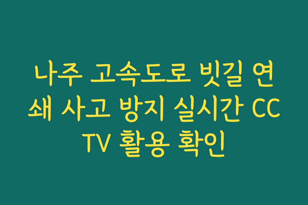 나주 고속도로 빗길 연쇄 사고 방지 실시간 CCTV 활용 확인