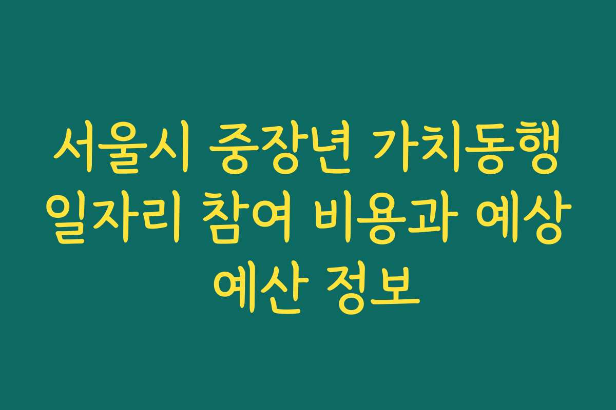 서울시 중장년 가치동행일자리 참여 비용과 예상 예산 정보