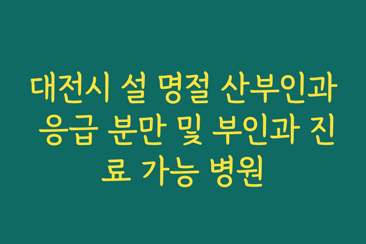 대전시 설 명절 산부인과 응급 분만 및 부인과 진료 가능 병원