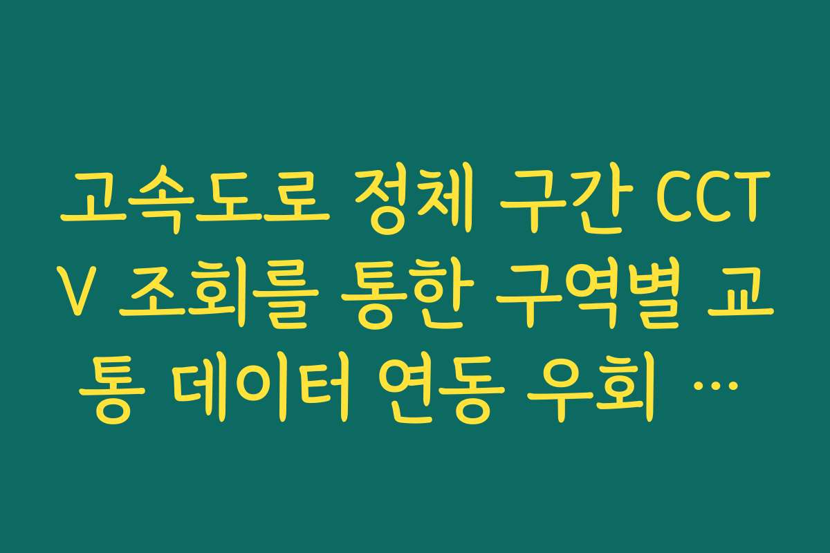고속도로 정체 구간 CCTV 조회를 통한 구역별 교통 데이터 연동 우회 가이드 고속도로 정체 구간 CCTV 조회를 통한 구역별 교통 데이터 연동 우회 가이드