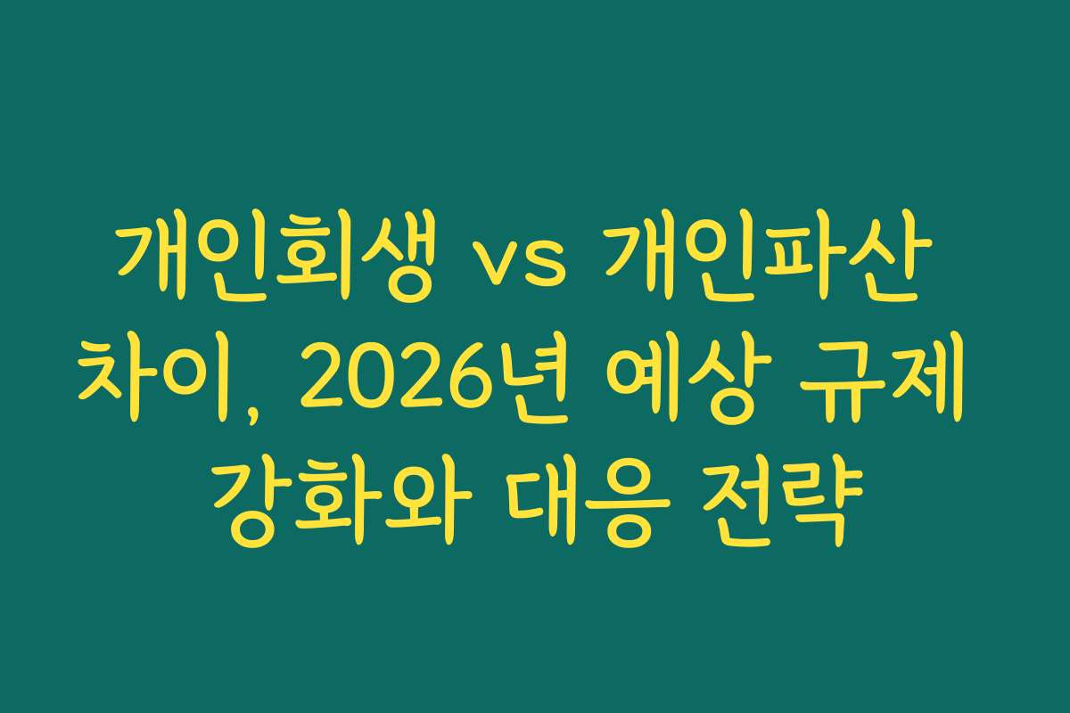 개인회생 vs 개인파산 차이, 2026년 예상 규제 강화와 대응 전략